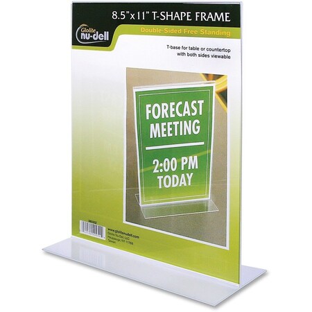 Nudell Standing Sign Holder, T-Frame, 8-1/2"x11", Clear Acrylic 24PK NUD38020